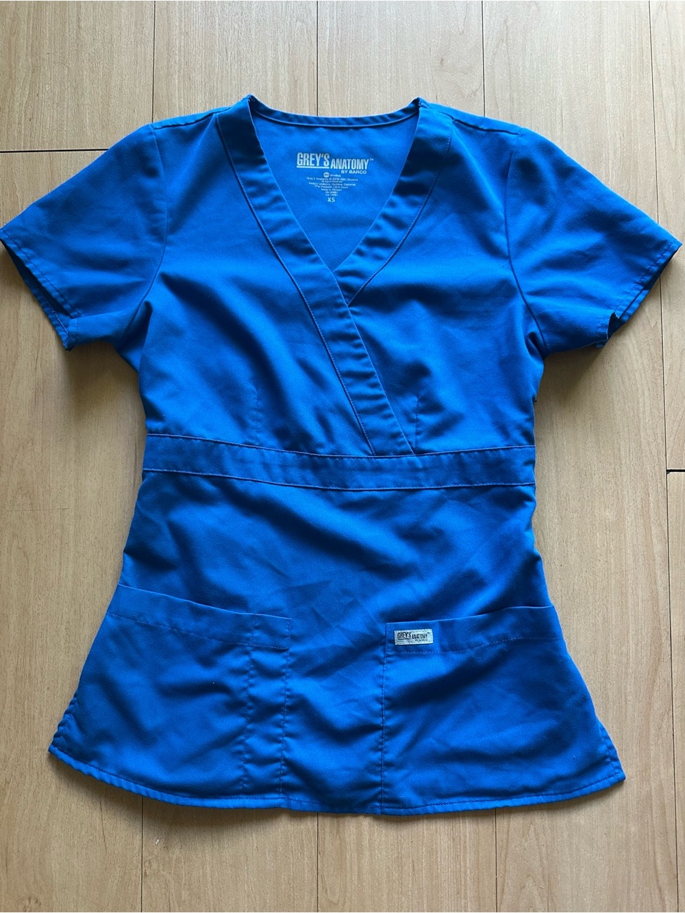 Grey's Anatomy Short Sleeve Scrub Top in Bright Blue XS Women's